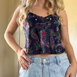 Vintage 90s y2k lace tank top blouse Size S Victoria's Secret gold label